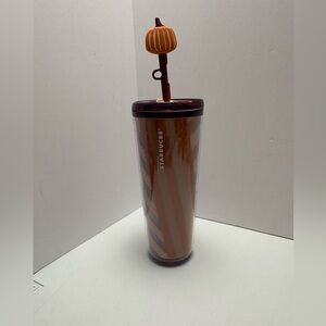 NWT Starbucks 2025 Fall Halloween Orange Pumpkin Topper Hot/Cold Cup Tumbler